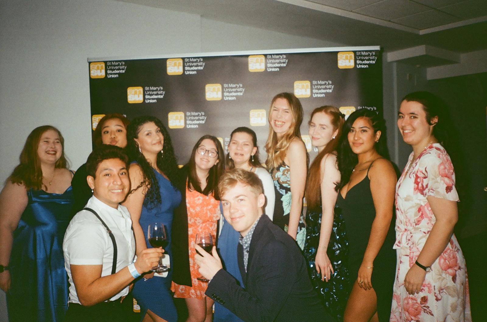 Members of the dance club at an awards evening